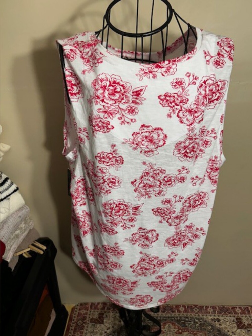NEW 44  north 3x size three x womens white red tee t tank top plus sized